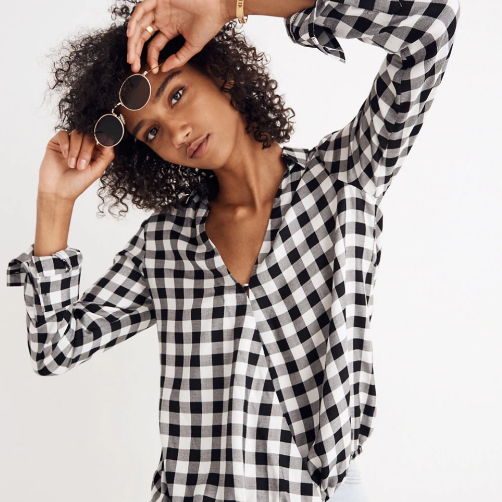 Madewell Wrap-Front Shirt in Buffalo Check
